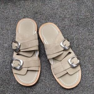 rag & bone Tan Sandals with Silver Buckles